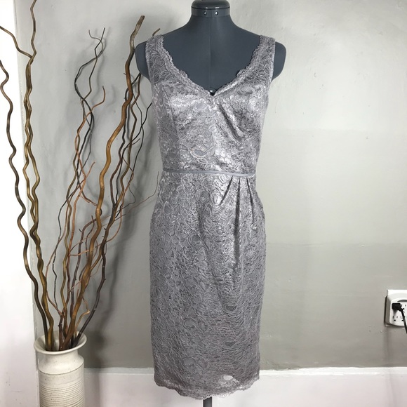 Holiday Party Silver Sweetheart Lace Dress - Picture 2 of 8